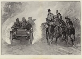 Pyłowy diabeł, samochód na wiejskiej drodze